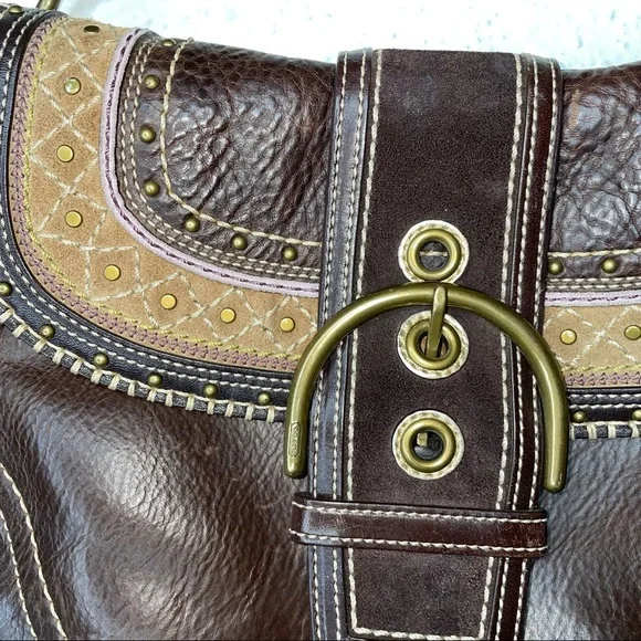 VTG COACH BOHO 90 Y2k Leather & Suede Brown Soho flap 10479  VERY RARE Bag - Picture 5 of 13